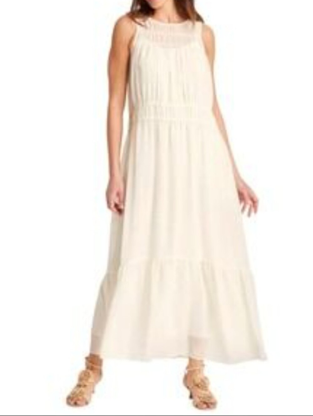 a new day Cream Sleeveless Maxi Dress with Tiered Hem